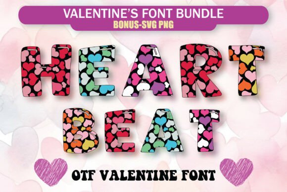Valentine Heart Bundle: 4 Cute Love Alphabets